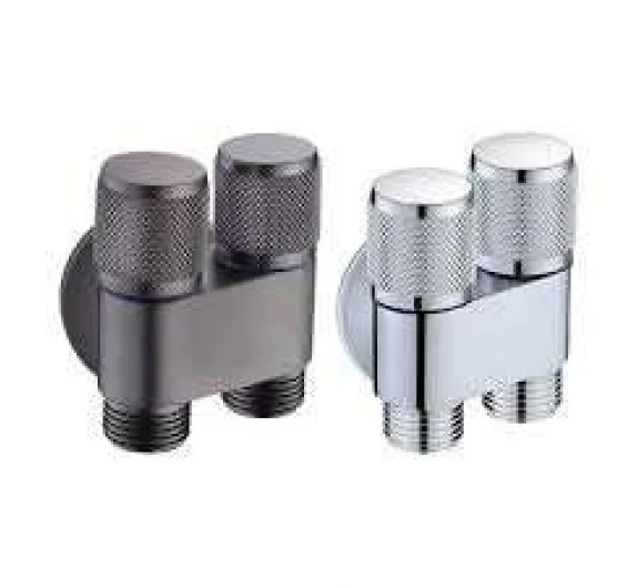 Ъглов Двоен кран REGA 1/2х1/2 ГРАФИТ/ХРОМ Ъглов Двоен кран REGA 1/2х1/2 ГРАФИТ/ХРОМ