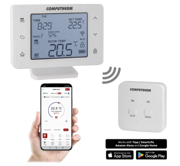 Стаен програмируем термостат COMPUTHERM Q20RF Безжичен Wi-Fi